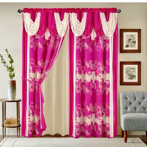 2 pieces curtains attached valence
