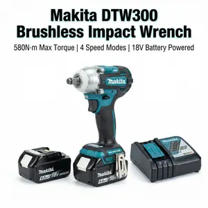 Makita DTW300 Brushless Electric Wrench With Makita 18V Battery Charger for Industrial Maintenance Cordless Impact Tool