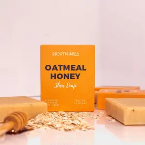 Northshea Oatmeal & Honey Soap Bar - Organic Body Care Bar with Real Oatmeal and Honey for Cleansing and Comfort - 100g - Ethical & Traditional Craftsmanship