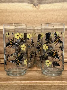 Bee Decorative Cups with Charming Bee Design for Home and Café Use Enhancing Dining Experience and Perfect Gift for Bee Lovers 4ct Pack
