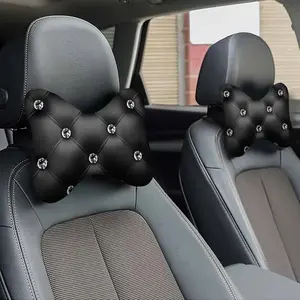 1pc, Quilted Crystal Print Car Headrest, Neck Pillow and Lumbar Support Pillow, Soft and Fluffy, Suitable for Long Trips and Business Meetings, Relievesving Fatigue, Car Accessories Seat Cover Headrest, Ideal Christmas Gift