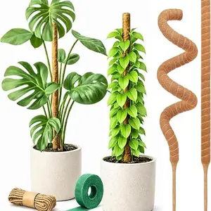 Moss Pole Monstera Support—2 Packs of 28-Inch Bendable Moss Poles for Monstera Support, Indoor Plant Stakes, Climbing Plant Tall Branch Support, Garden Trellis, Breathable Palm Strips, Selected Aluminum Rods