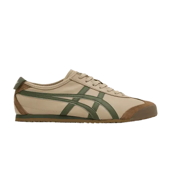 Onitsuka Tiger Mexico 66 Retro Sports Shoe - Beige Grass Green Sneaker, Men's/Women's Casual Sports Footwear, Casual Wear, Unisex, Retro Look, Classic, Everyday, Cushioned Sole, Runs Small, Comfy Cushioning, Walking Shoes, Trainer