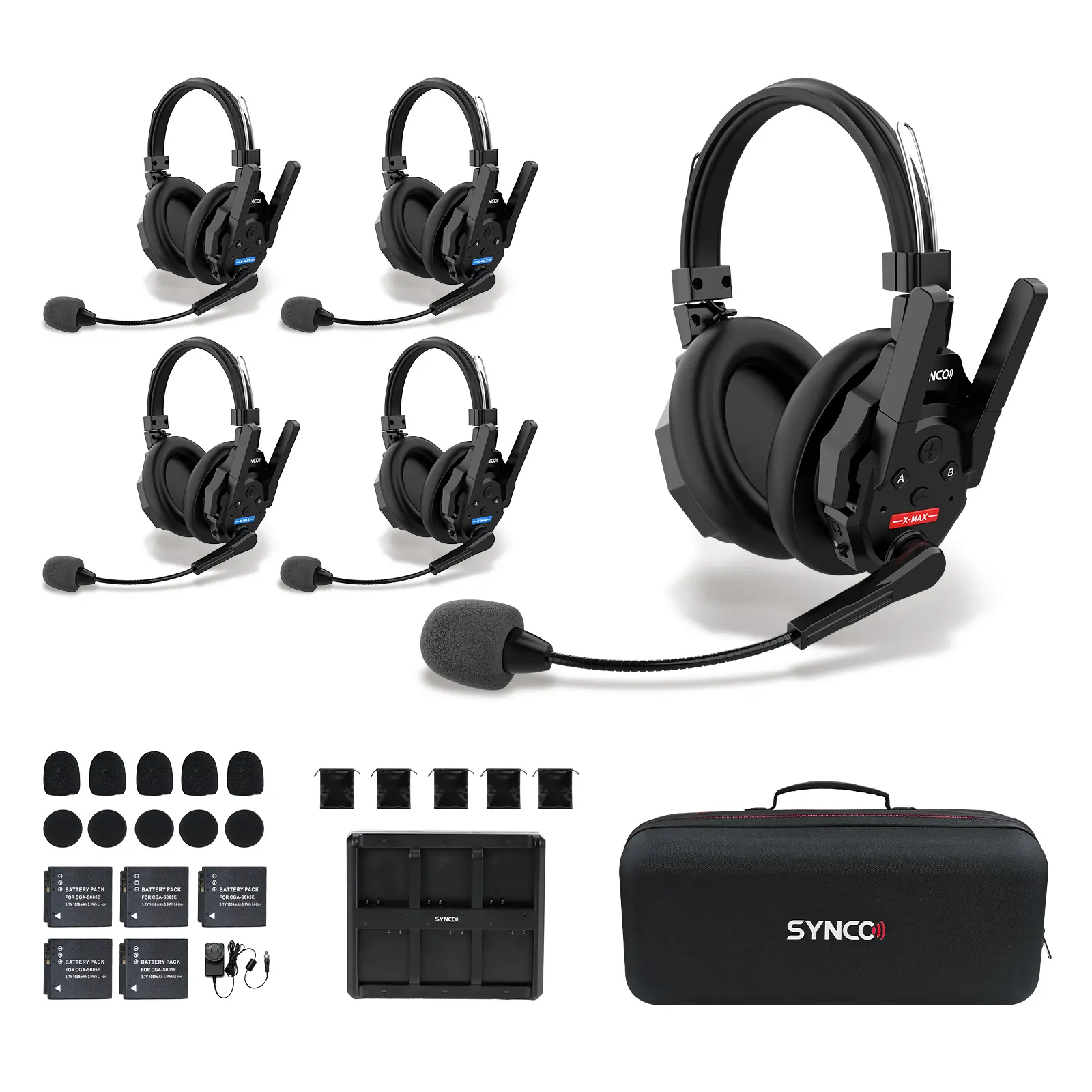 SYNCO XTALK XMAX Wireless Intercom Headphone System with Mic, Dual-Ear Electronic Audio Device, 500m/1640ft Range, Noise Reduction Feature, Hands Free Call