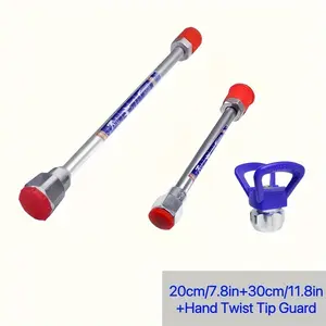 3 pcs Airless Paint Sprayer Tip Extension Pole Extension Rod and Manual Control Hand Twist Tip Guard for Airless Painting Spray Guns Paint Sprayer Accessories (30cm/11.8inch, 50cm/19.7inch, Hand Twist Tip Guard)