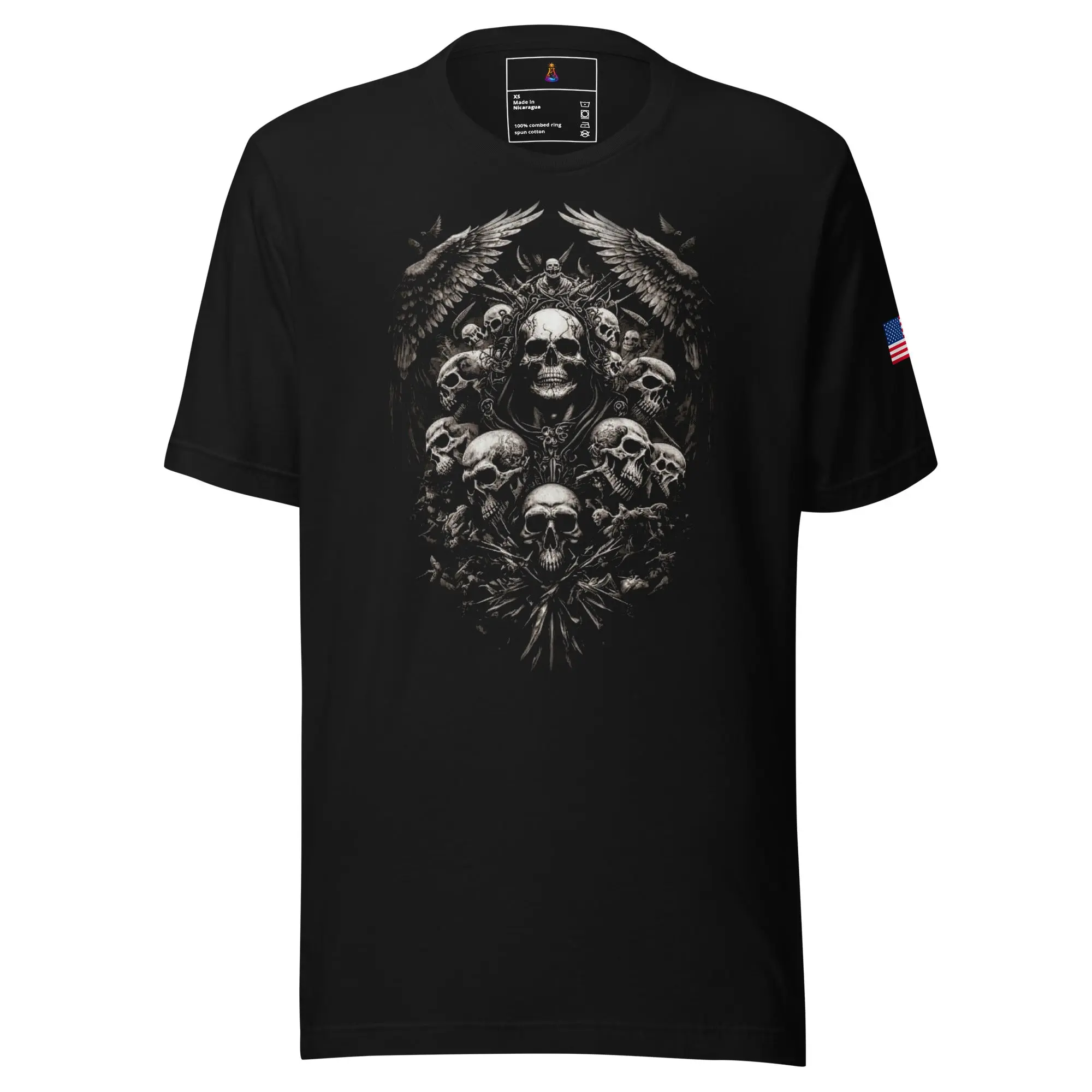 Unisex T-Shirt Necros - Medium Length Fitted Short Sleeve Crew Neck Rock Gothic Style Summer Cotton Fabric