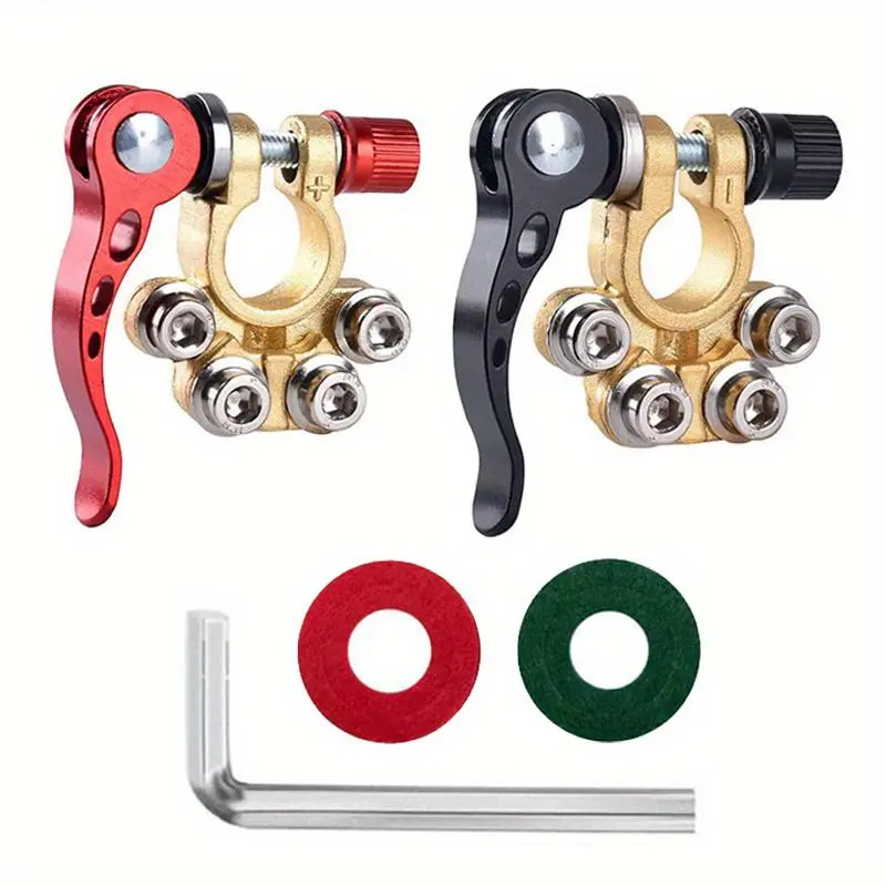 Battery Terminal Connectors, 1 Pair 12V 24V Automotive Car Repair Top Post Battery Terminals Wire Cable Clamp Terminal Connectors, Universal Car Battery Terminal Crimping Tool, Auto Parts