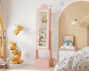 Gaomon 46" Jewelry Armoire with Full-Length Mirror, Freestanding Storage Drawers, Vanity Dress-Up Jewelry Organizer for Birthday (Light Pink), Mirrors Full Length