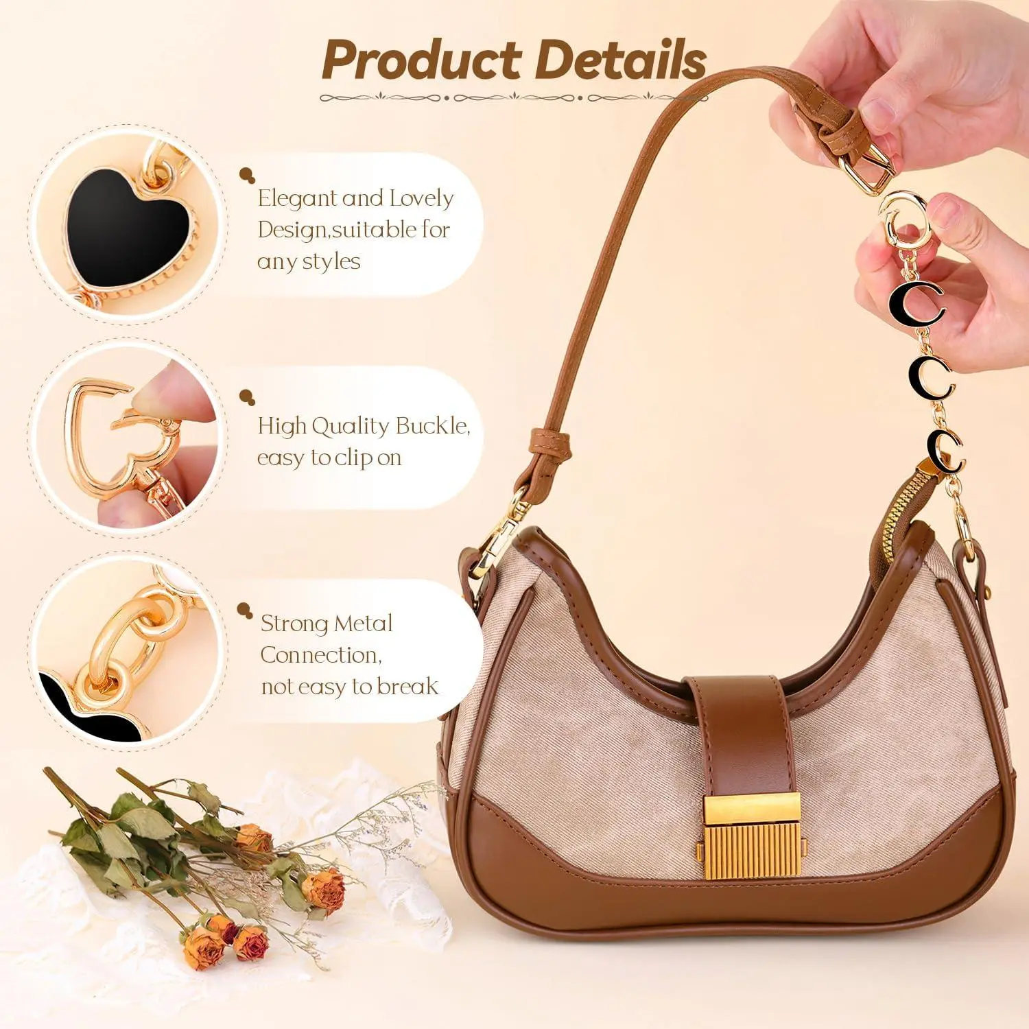 5Pcs Bag Extender Chain (Moon Heart and Pearl) Purse Extender Chains Bag Strap Extender for Handbags Shoulder Bag, Metal Gold Chain Replacement White Black Purse Bag Chains Accessories Mother's Day 5Pcs Bag Extender Chain (Moon Heart and Pearl) Purse Extender Chains Bag Strap Extender for Handbags Shoulder Bag, Metal Gold Chain Replacement White Black Purse Bag Chains Accessories Mother's Day