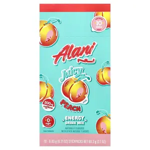 Alani Nu Energy Drink Mix, Juicy Peach, 10 Stickpacks, 0.21 oz (6.03 g) Each