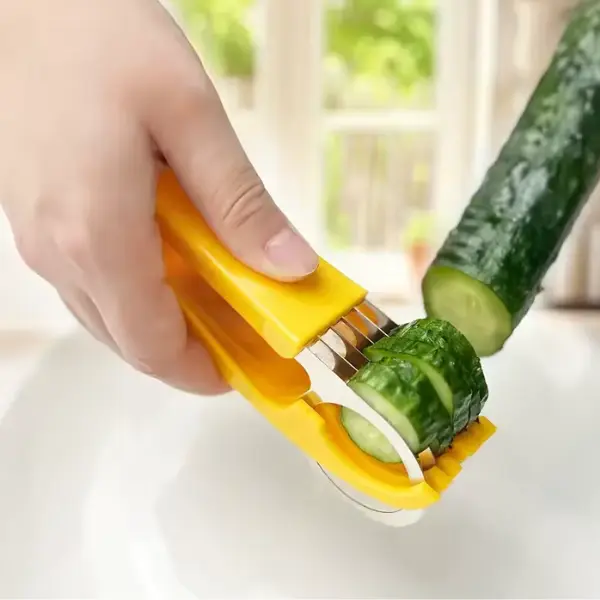 1 Pc Banana Slicer & Fruit Cutter – ABS + Stainless Steel Vegetable & Fruit Tool for Bananas, Strawberries, Grapes – Easy Salad Chopper, Kitchen Utensil for Quick Snack Prep & Kids Lunches fruit vegetable slicer
