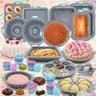 120/69/51 Pieces，Silicone Baking Set, Non-Stick Baking Pan Set, includes cake molds and muffin cups, food-grade silicone baking molds, suitable for cakes, bread, muffins, brownies, cookies, and Mother's Day