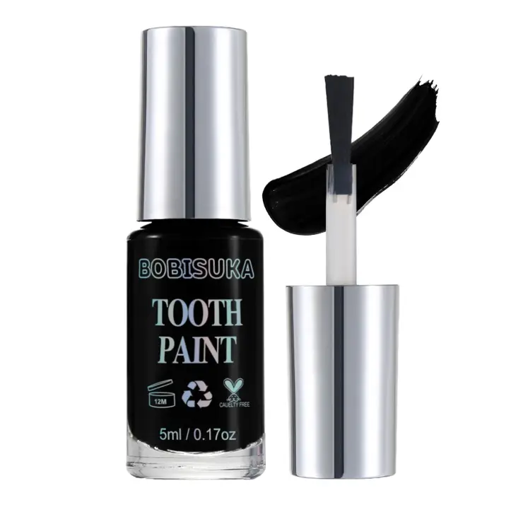 BOBISUKA Black Tooth Paint, Professional Black Out Teeth Makeup Solution - Safe, Quick Dry & Realistic, Perfect for Cosplay, Halloween Makeup, Theater, and Special Effects (5 ml)