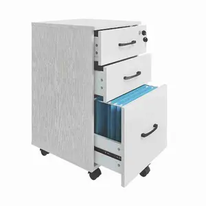 3 Drawer Rolling File Cabinet with Lock,Freestanding Under Desk Storage,Wood Under Desk Filing Cabinet fits Letter/Legal/A4 Size for Home Office