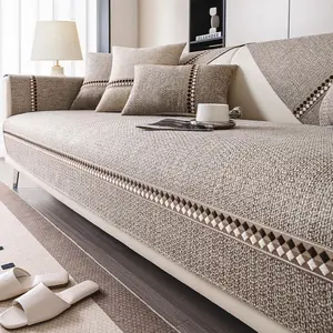 Luxury Imitation Cotton Linen Sofa Cover, 1 Count Non-Slip Cushion, All-Season Dustproof Furniture Protector, Durable for Living Rooms and Bedrooms, Washable Sofa Slipcover