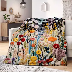 1pc floral pattern plush flannel throw blanket, soft, suitable for bed and sofa decoration, is the heartfelt gift blanket for daughter, warm, fluffy, lightweight, and extremely comfortable