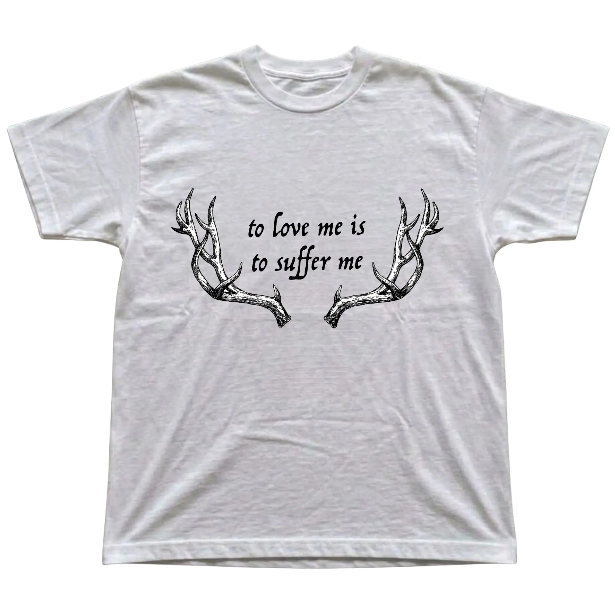 The Vintage To Love Me Is To Suffer Me Graphic Tee, Dark Cottagecore Deer Antler T-Shirt, Retro Indie Aesthetic Clothing, Unisex Cotton Shirt