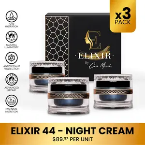 3 Pack of Coco March Elixir 44 Night Cream, Facial Care Products - Luxurious Silk Anti-Aging Cream