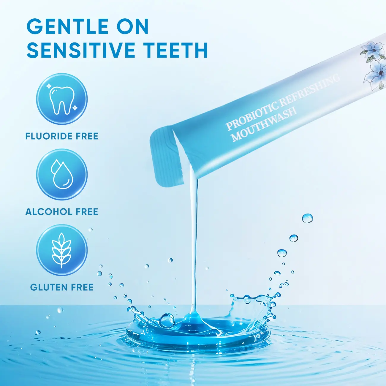 BodyAccel Probiotic Refreshing Mouthwash - Antibacterial, Gentle for Sensitive Teeth, Alcohol-Free, Fluoride-Free, Natural Honey Extraction for Daily Oral Care