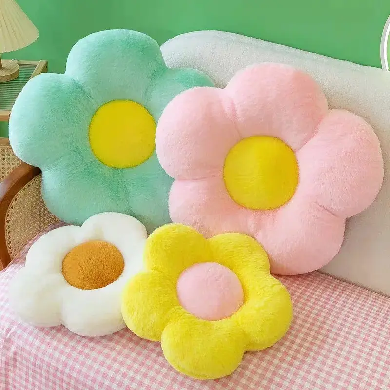 1-Piece Flower-Shaped Polyester Modern Plain Plush Seat Cushion - Soft, for Home Furniture, Office Sofas, One Piece