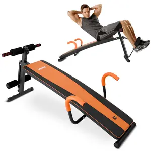 Decline Situp Bench for Abs, 5-Level Adjustable, Steel, Red