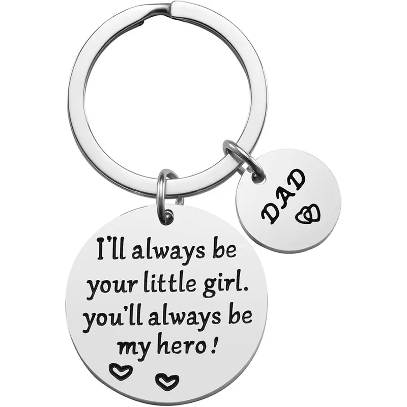 Fathers Day Gift - Dad Gifts from Daughter for Birthday Christmas Valentine’s Day, I'll Always Be Your Little Girl, You Will Always Be My Hero Daddy Keychain, Father Daughter Keyring