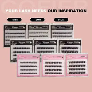 Cofier Self-Adhesive Lash Kit – 40 Cluster Lashes in 10/12/14mm, Uniform-Length, No Glue, No Tools, Lightweight & Beginner-Friendly