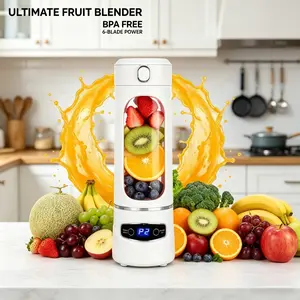 Portable Blender Cup with Digital Screen - USB Rechargeable Mini Juicer for Gym, Travel & Office