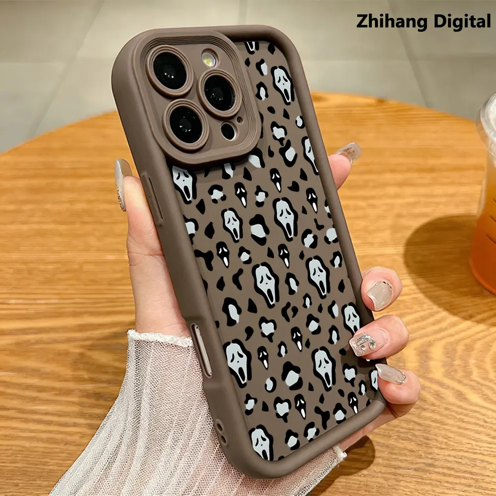 Scream Mask TPU-Silicone Phone Case Cover - Spooky Face, Wild Pattern Customized, Shockproof Protective Accessories for iPhone 17 Air/16 Plus/15/14/13/12/11, Glam Anti-Drop Grip for Friends' Birthdays