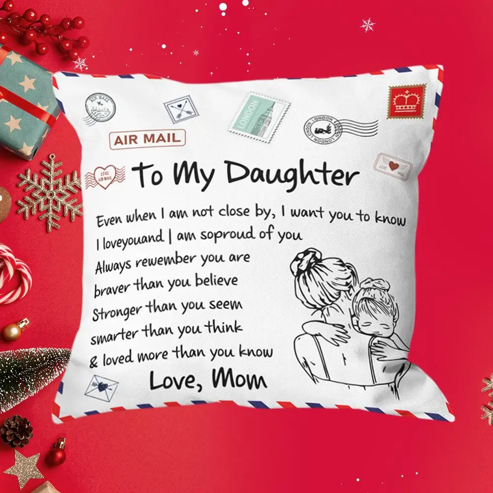 Square Pillow Cover, 1 Count Modern Style Sweet Furniture Letter & Envelope Print Cushion Cover Without Filler, Fashion Pillowcase for Home Decoration