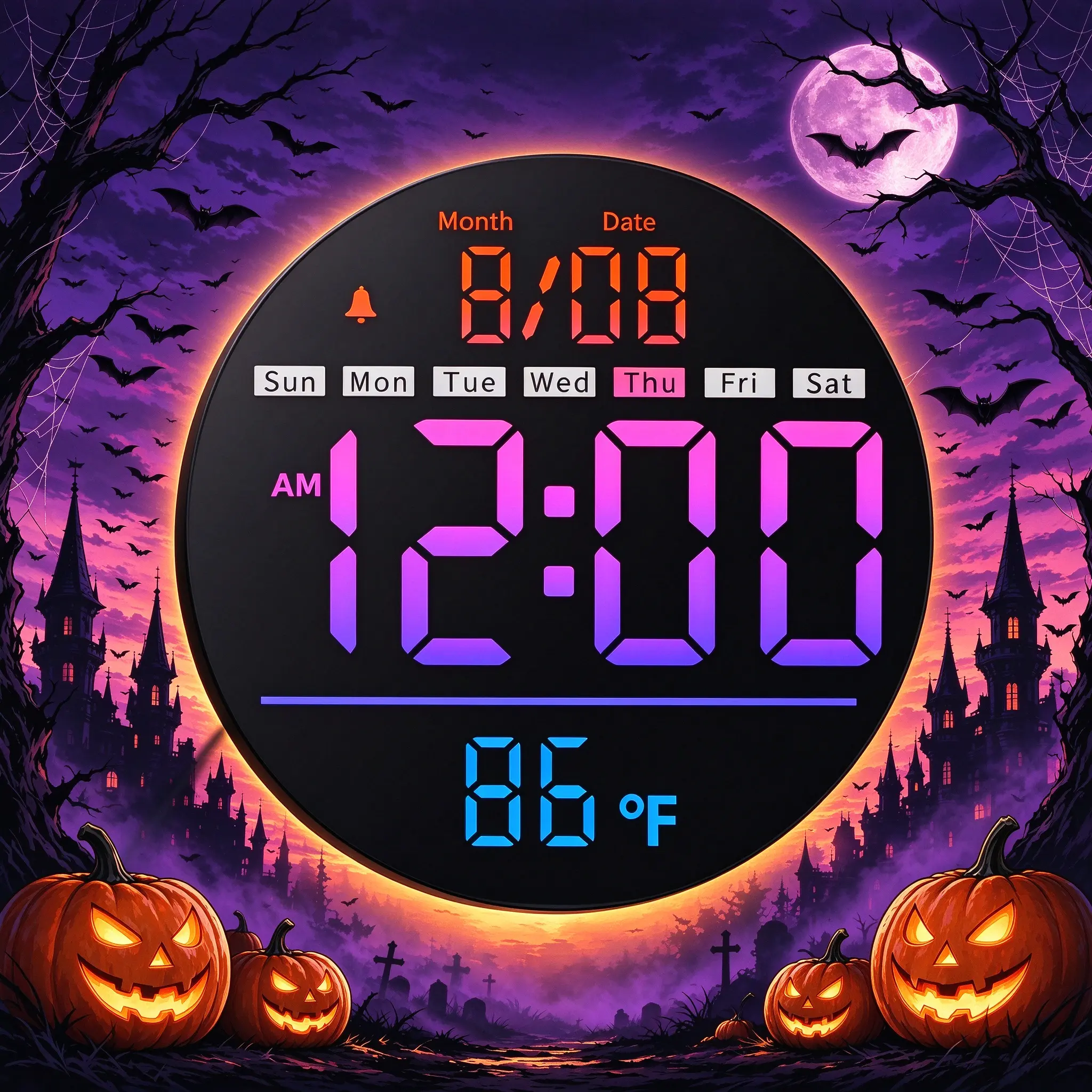 LEIKE Modern 8-in Dimmable Digital Wall Clock - Home Accessory with Remote Control, Colored LED Display, 5-Level Dim Glow, Temp, Date, Week, Countdown Timer, DST, 12/24H Format, Power Outage Save for Bedroom, Office (House Decor, Room Decor Accessories)