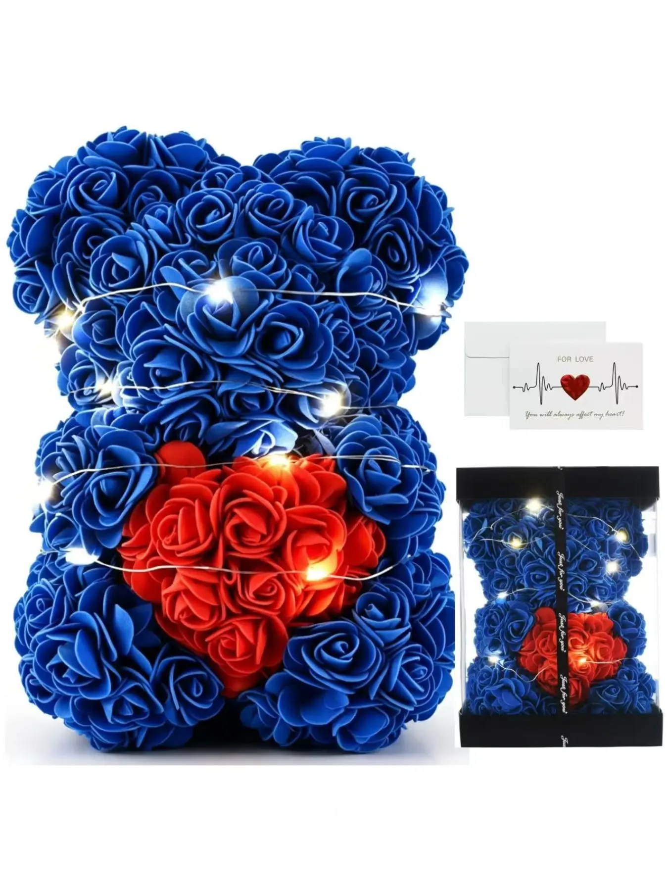 Creative Pe Rose Flower Bear Gift Box, Halloween Birthday Present, Christmas Decoration, Realistic Foam Flower Set, Unique Gift Idea