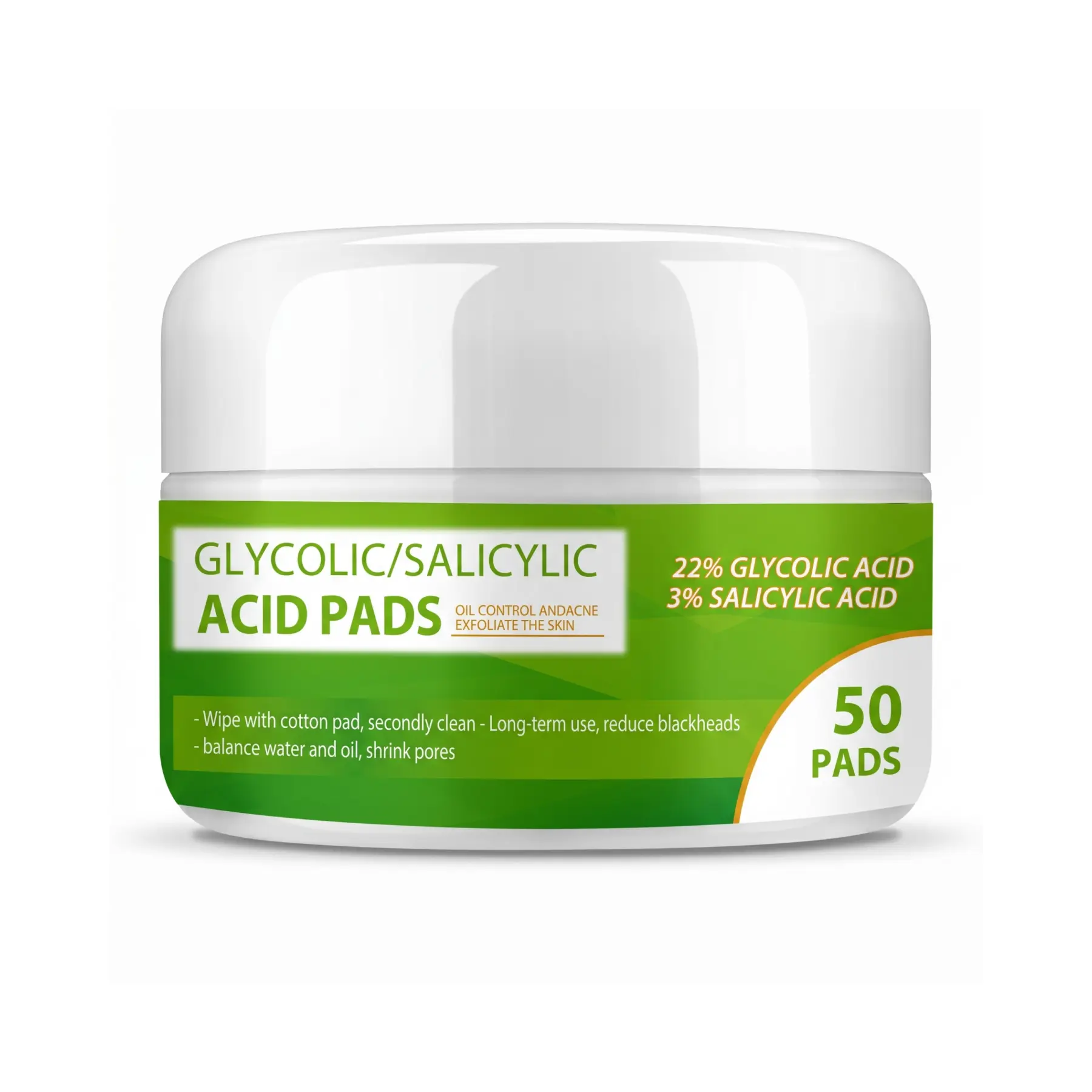 Acne Treatment Pads with 22% Glycolic & 3% Salicylic Acid, Smoothing Exfoliator that Minimizes Pores, for Acne Prone Skin - 50 Count, Glycolic Acid, Face, Anti-Acne
