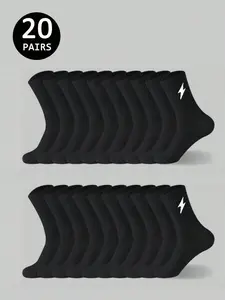 Men's Crew Socks, Plain Mid-Calf Socks, Comfortable Breathable Sweat Absorbent Casual Sports Socks, Suitable for Running Gym Basketball Tennis