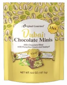 15ct (12.5g) Dubai Chocolate GOLD Minis Bag - Milk Chocolate w/ Kadayif & Pistachio