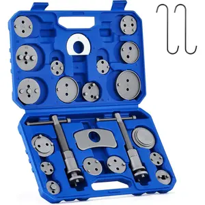 24pc Brake Caliper Compression Tool Set, Heavy Duty Brake Piston Compressor Tool and Wind Back Tool Kit for Brake Pad Replacement, Universal Disc Brake Caliper Tool Set with Blue Case