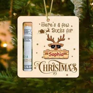 Personalized Cool Reindeer Money Holder Christmas Ornaments, Here’s A Few Bucks for Christmas, Reindeer Money Holder Gift, Custom Money Holder