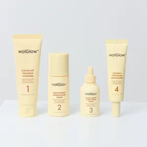 wolGlow Hydrating & Radiant Vegan Skincare Set (Cleanser, Toner, Serum, Moisturizer)
