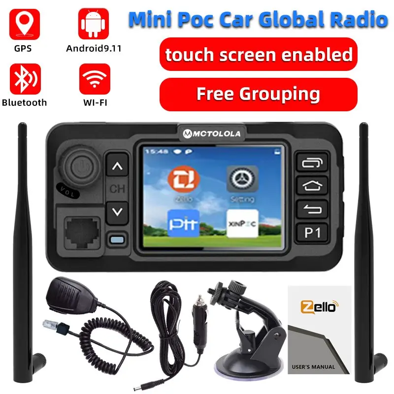 The new Zello Android PoC wireless 4G touchscreen car intercom radio with Bluetooth, GPS, and Wi Fi, Touch Screen Enabled, is suitable for global automotive, self driving travel, and fleet transportation