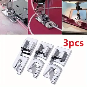 3counts Summary of household multifunctional electric sewing machine accessories, zipper curling presser foot, overlocking presser foot, presser foot handle.