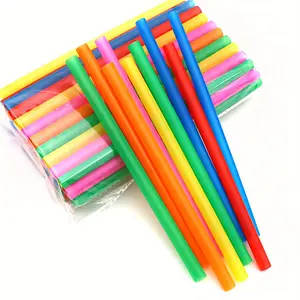 10.2IN 100pcs Disposable Straws, 260*6mm 8-color Mixed Straws