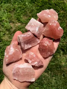 Raw Strawberry Calcite Stone for Emotional Healing and Grounding, 1" to 1.5" Natural Shape and Raw Surface from Pakistan