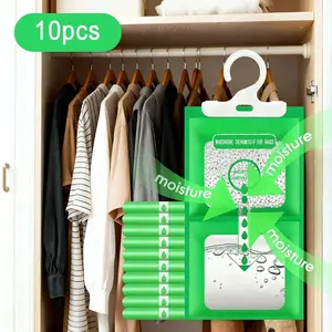 Buy 1 get 9 free, 10 bags in hand, 10 bags set of moisture absorber, hanging wardrobe dehumidification bag, humidity bag, desiccant, wardrobe dehumidifier with fragrance removal function in hand, Moisture Absorbers For Closet