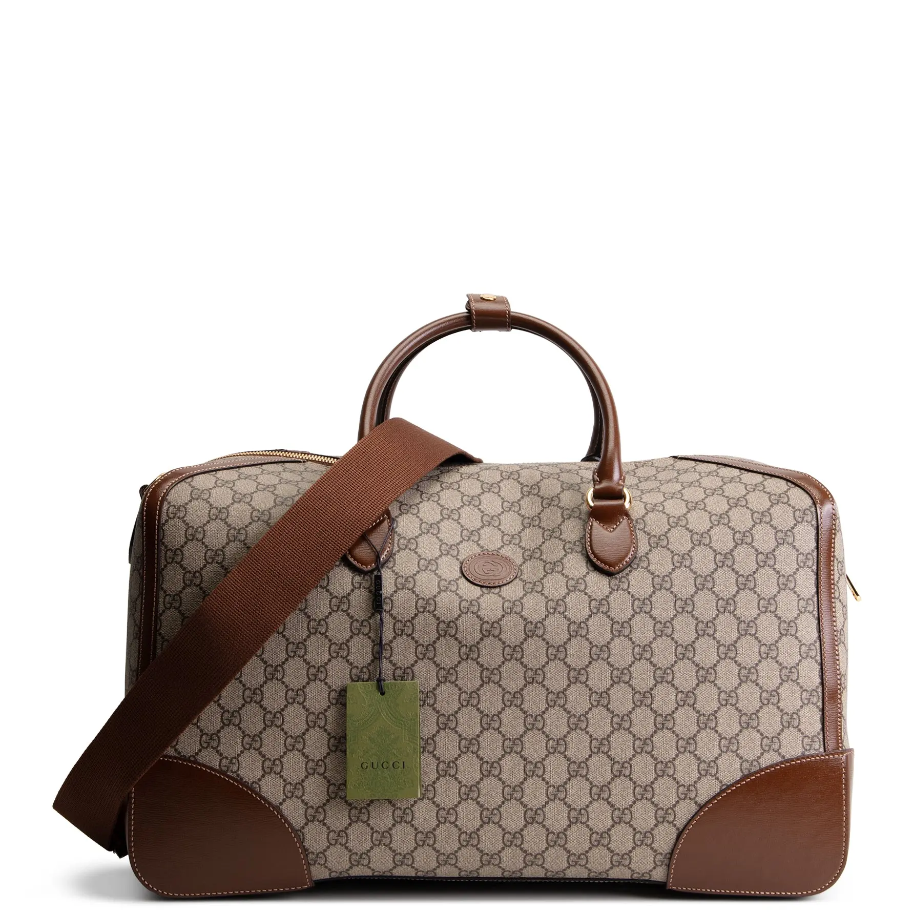 Pre-owned GUCCI GG Supreme Coated Canvas with Leather Piping & Trim Messenger Bags GG Supreme Interlocking G Duffle Bag
