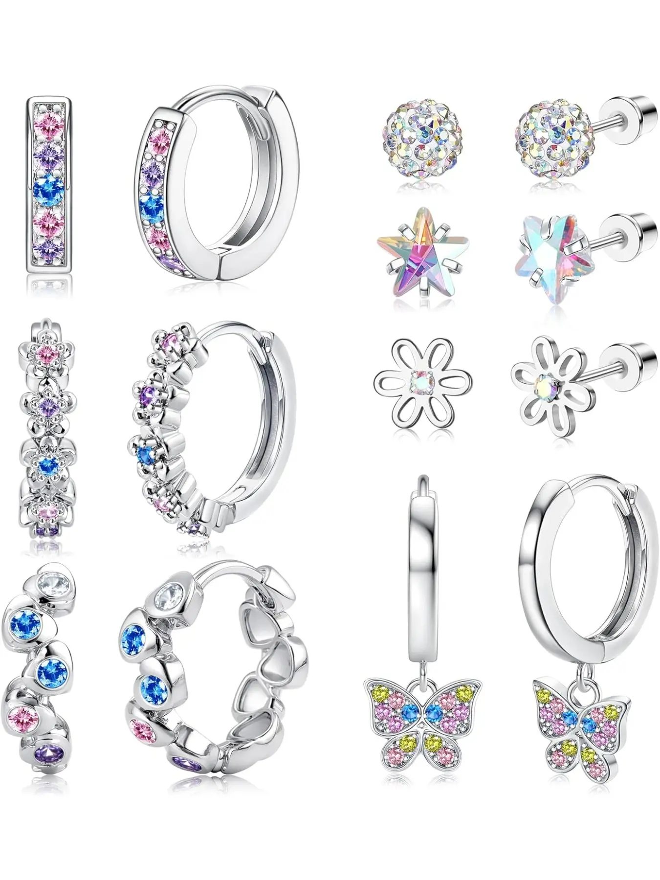 Earrings for Girls Hypoallergenic Hoops Earrings for Teens Surgical Stainless Steel Earrings for Little Girls Screw Back Studs Earrings for Toddlers Cute Earrings Jewelry for Kids