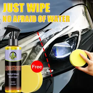 Headlight Restoration Liquid, Revitalize Cloudy Yellowed Dull Lenses, Polish Coating for Crystal Clear Visibility, Professional Refurbishment Solution, Free Sponge Included