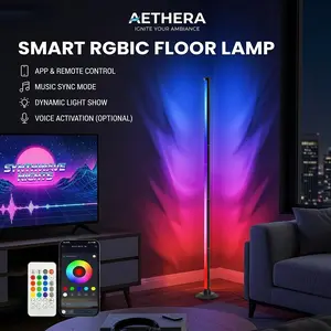 Smart RGB Floor Lamp with Sound Reactive Music Mode, 16M Colors LED Corner Light for Gaming Setup & Cozy Room Vibes