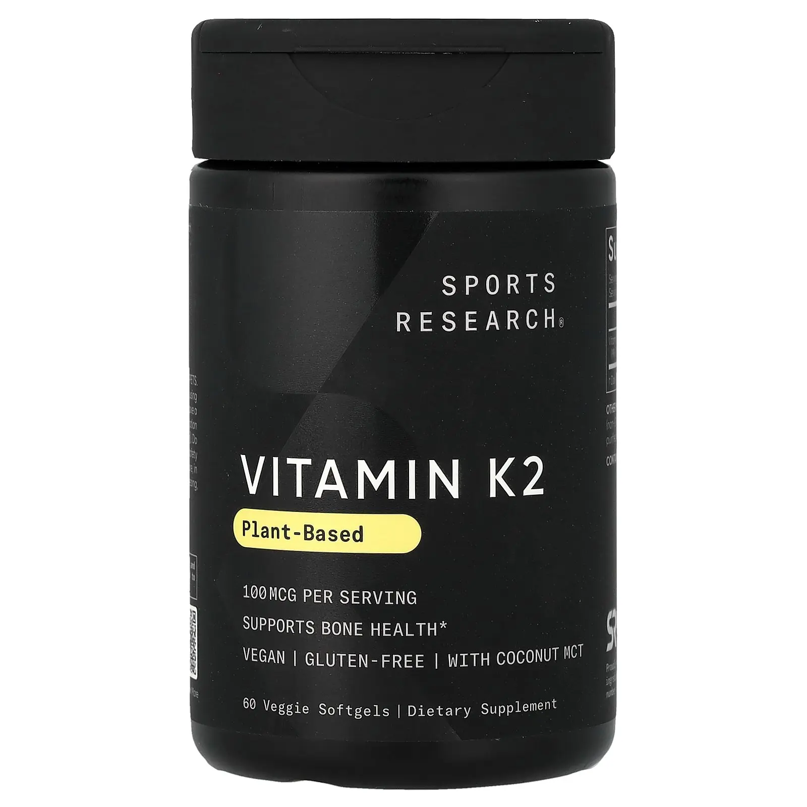 Sports Research Vitamin K2, Plant-Based, 100 mcg, 60 Veggie Softgels