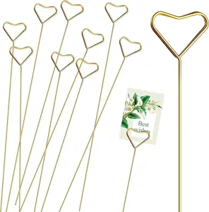 10 count Metal Floral Place Card Holder, 12.4 Inches Flower Card Holder  Card Bouquet Kit for Bouquet Holder Wedding Party Birthday Party (Heart)