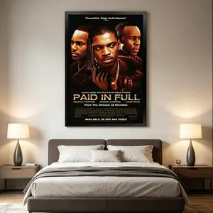 "Paid in Full" Retro Crime Drama Movie Poster, 90s Hip Hop Inspired Wall Art, Decorative Print for Living Room & Bedroom